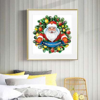 Santa Wreath - Full Round Drill Diamond Painting 40*40CM