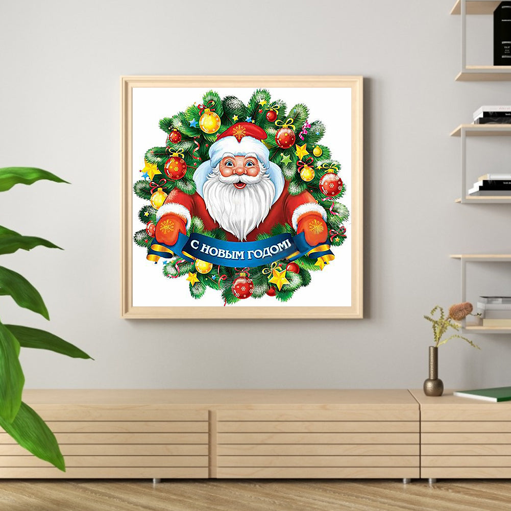 Santa Wreath - Full Round Drill Diamond Painting 40*40CM