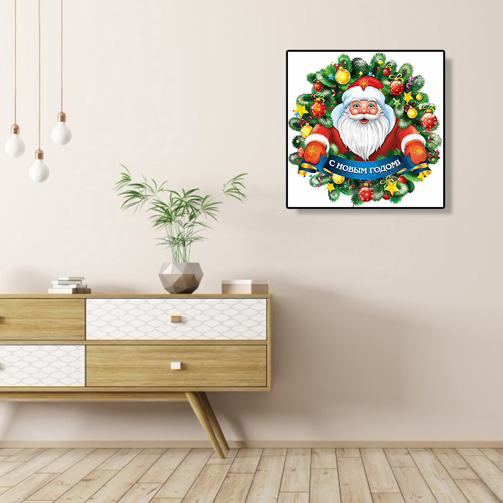 Santa Wreath - Full Round Drill Diamond Painting 40*40CM