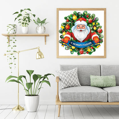 Santa Wreath - Full Round Drill Diamond Painting 40*40CM