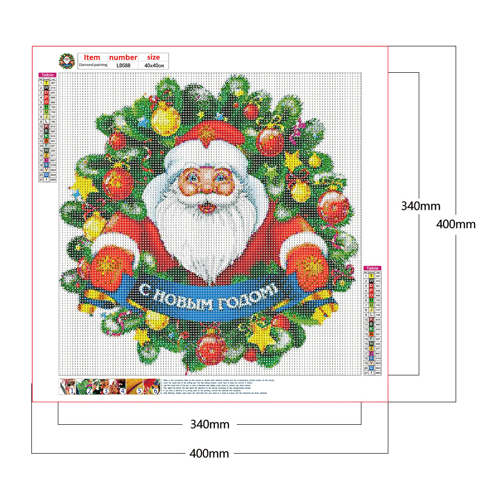 Santa Wreath - Full Round Drill Diamond Painting 40*40CM