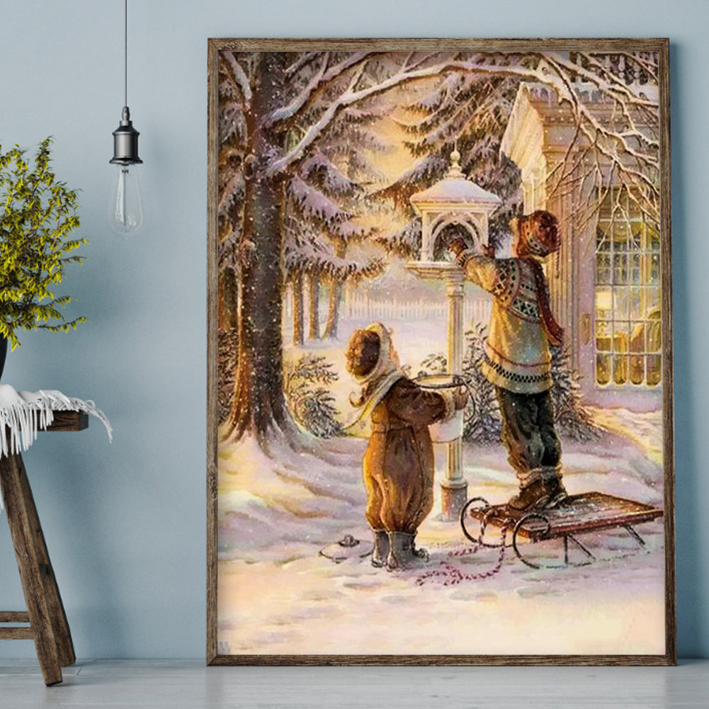 Christmas Kids - Full Round Drill Diamond Painting 30*40CM