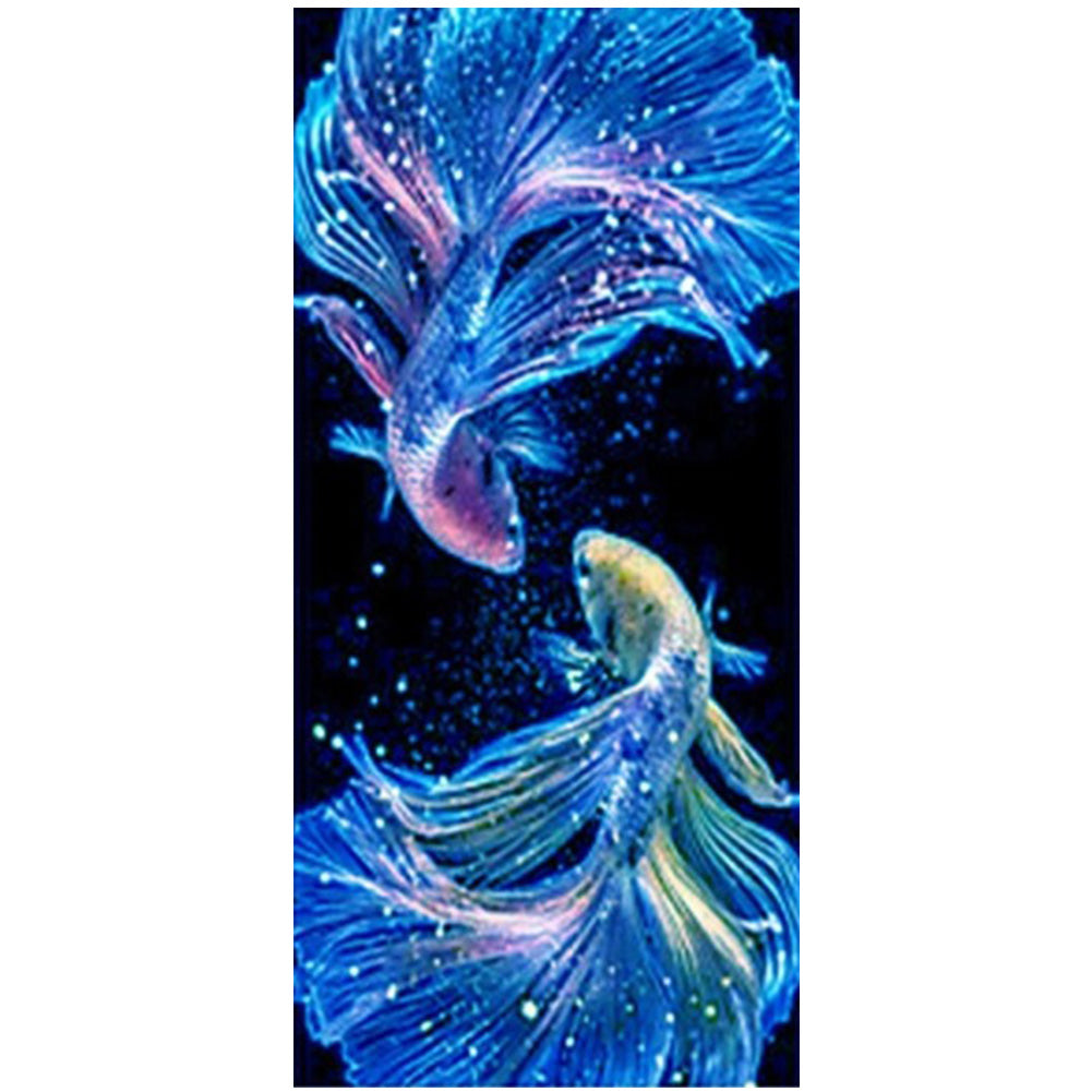 Blue Fish - Full Round Drill Diamond Painting 45*85CM