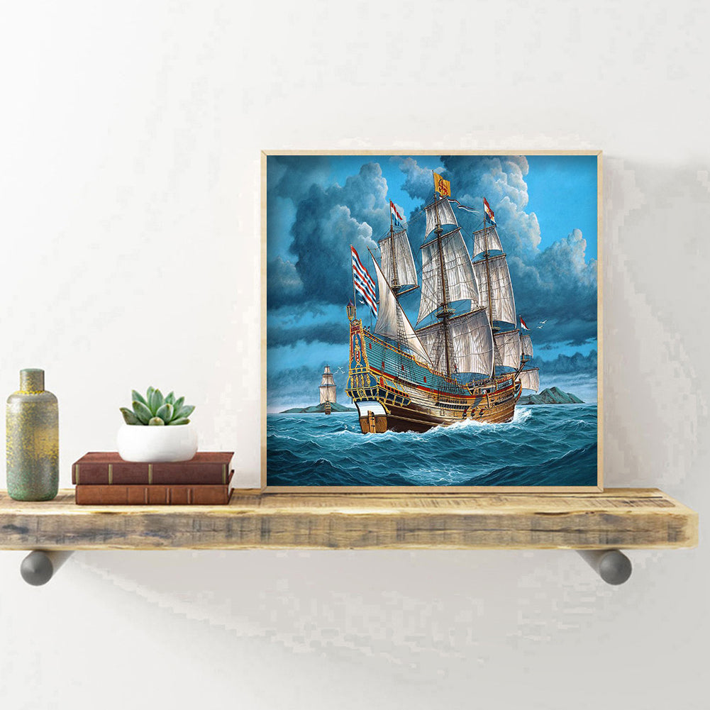 Storm Boat - Full Round Drill Diamond Painting 40*40CM