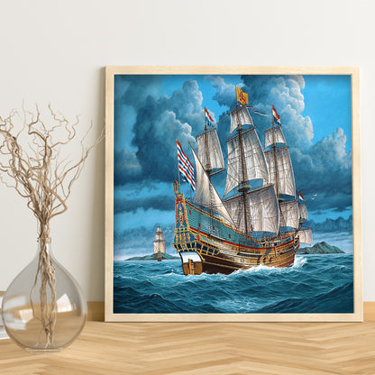 Storm Boat - Full Round Drill Diamond Painting 40*40CM