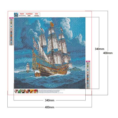 Storm Boat - Full Round Drill Diamond Painting 40*40CM