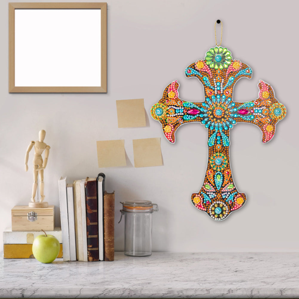 DIY Diamond Painting Cross Pendant Acrylic Mosaic Hanging Wall Home Decor