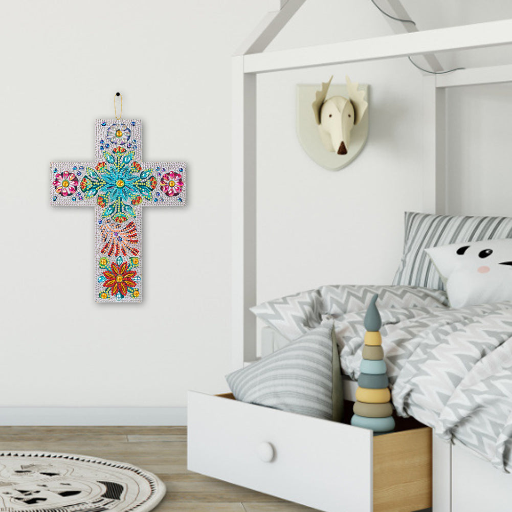 DIY Diamond Painting Cross Pendant Acrylic Mosaic Hanging Wall Home Decor