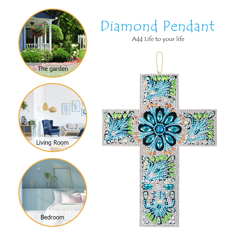 DIY Diamond Painting Cross Pendant Acrylic Mosaic Hanging Wall Home Decor