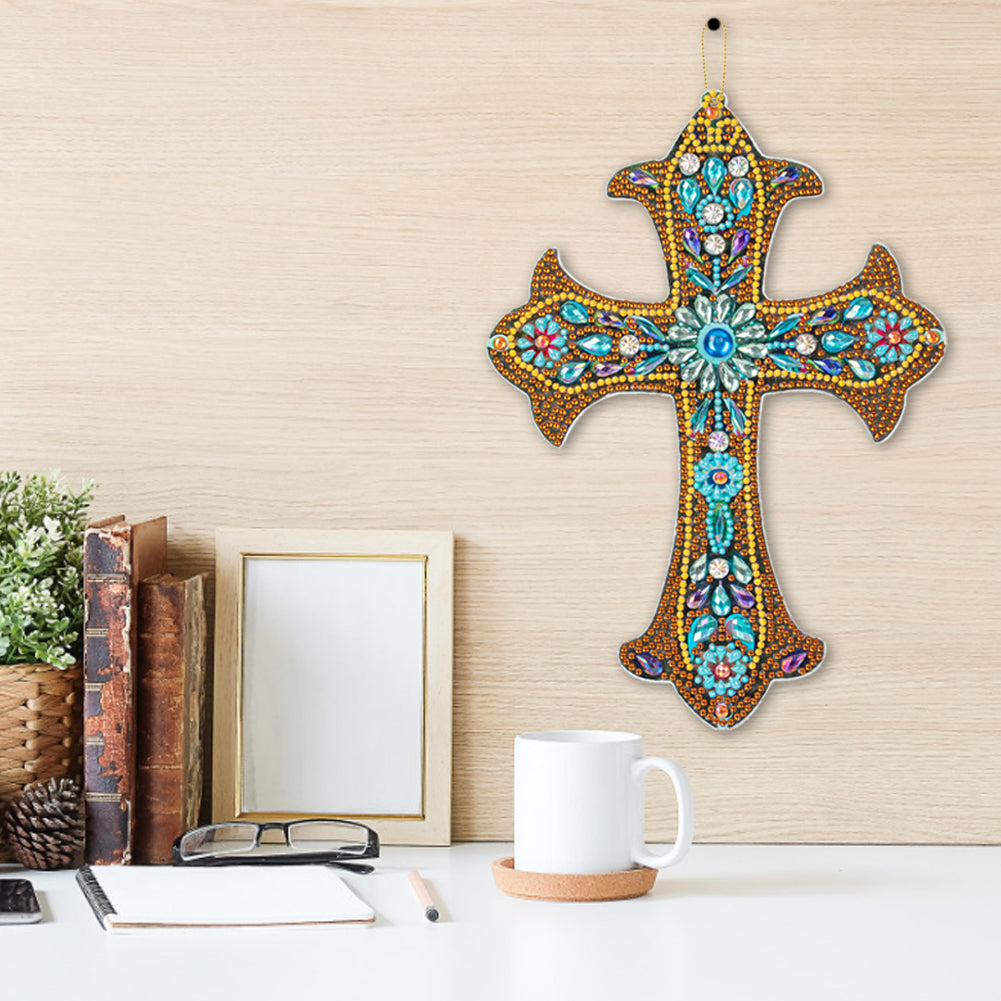 DIY Diamond Painting Cross Pendant Acrylic Mosaic Hanging Wall Home Decor