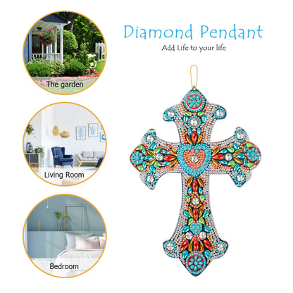 DIY Diamond Painting Cross Pendant Acrylic Mosaic Hanging Wall Home Decor