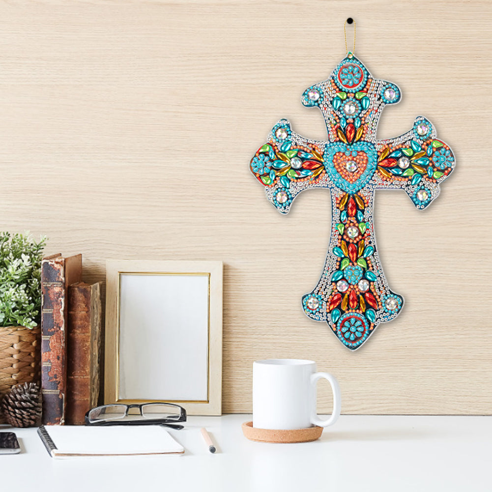 DIY Diamond Painting Cross Pendant Acrylic Mosaic Hanging Wall Home Decor