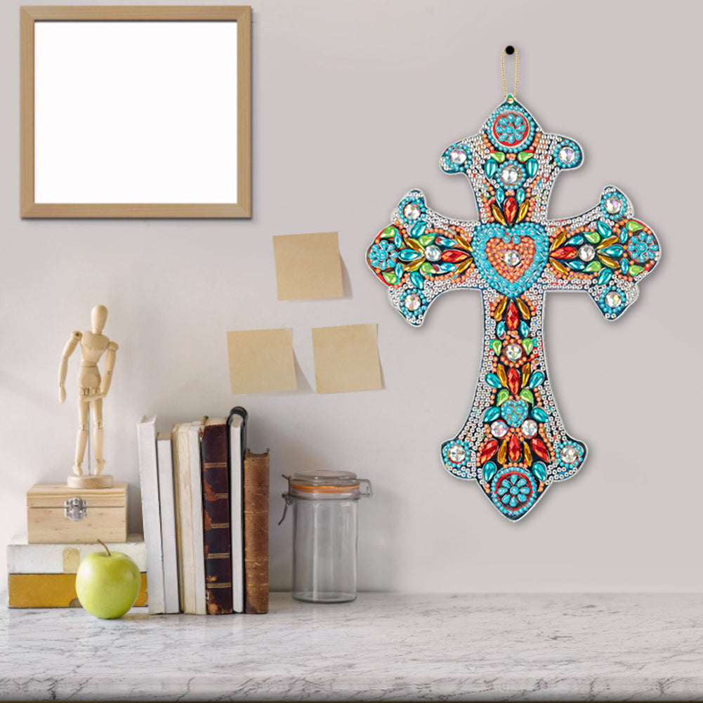 DIY Diamond Painting Cross Pendant Acrylic Mosaic Hanging Wall Home Decor