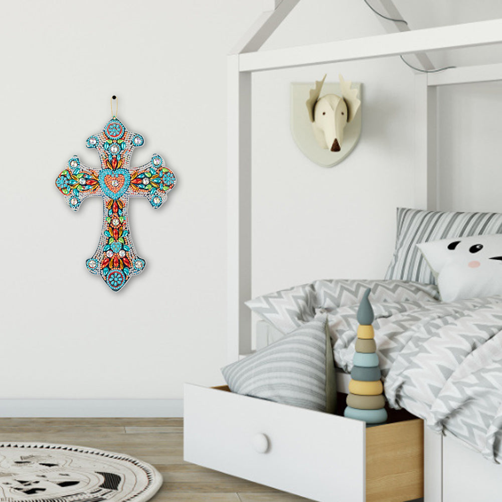 DIY Diamond Painting Cross Pendant Acrylic Mosaic Hanging Wall Home Decor