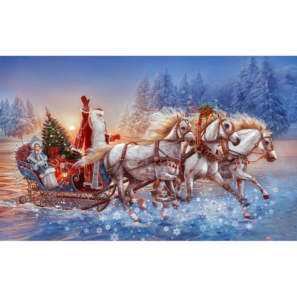 Santa Sleigh - Full Round Drill Diamond Painting 60*40CM