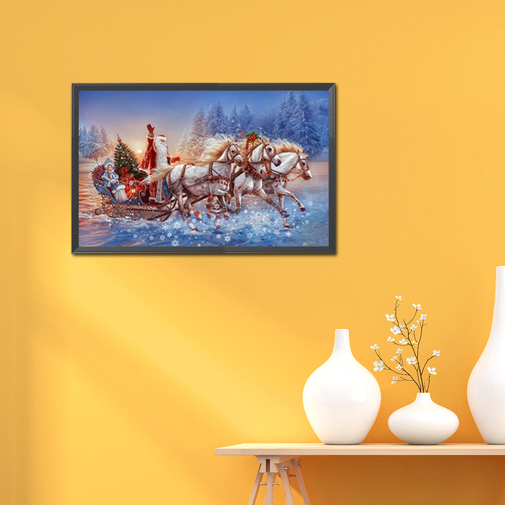 Santa Sleigh - Full Round Drill Diamond Painting 60*40CM