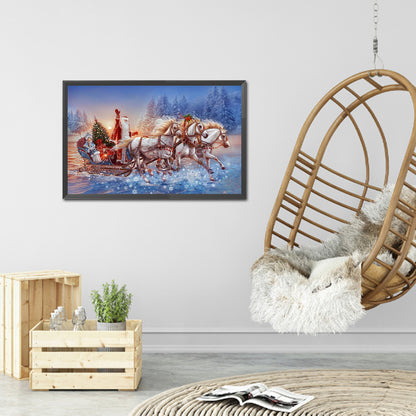 Santa Sleigh - Full Round Drill Diamond Painting 60*40CM