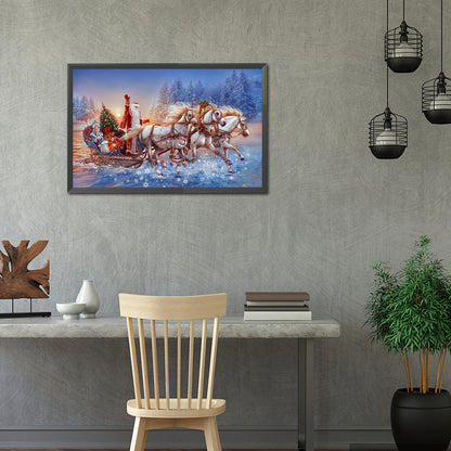 Santa Sleigh - Full Round Drill Diamond Painting 60*40CM