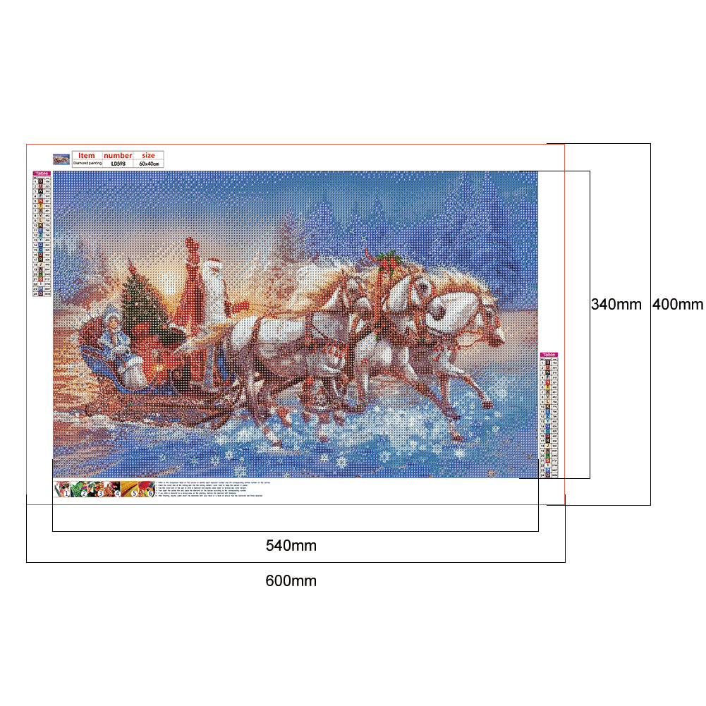 Santa Sleigh - Full Round Drill Diamond Painting 60*40CM