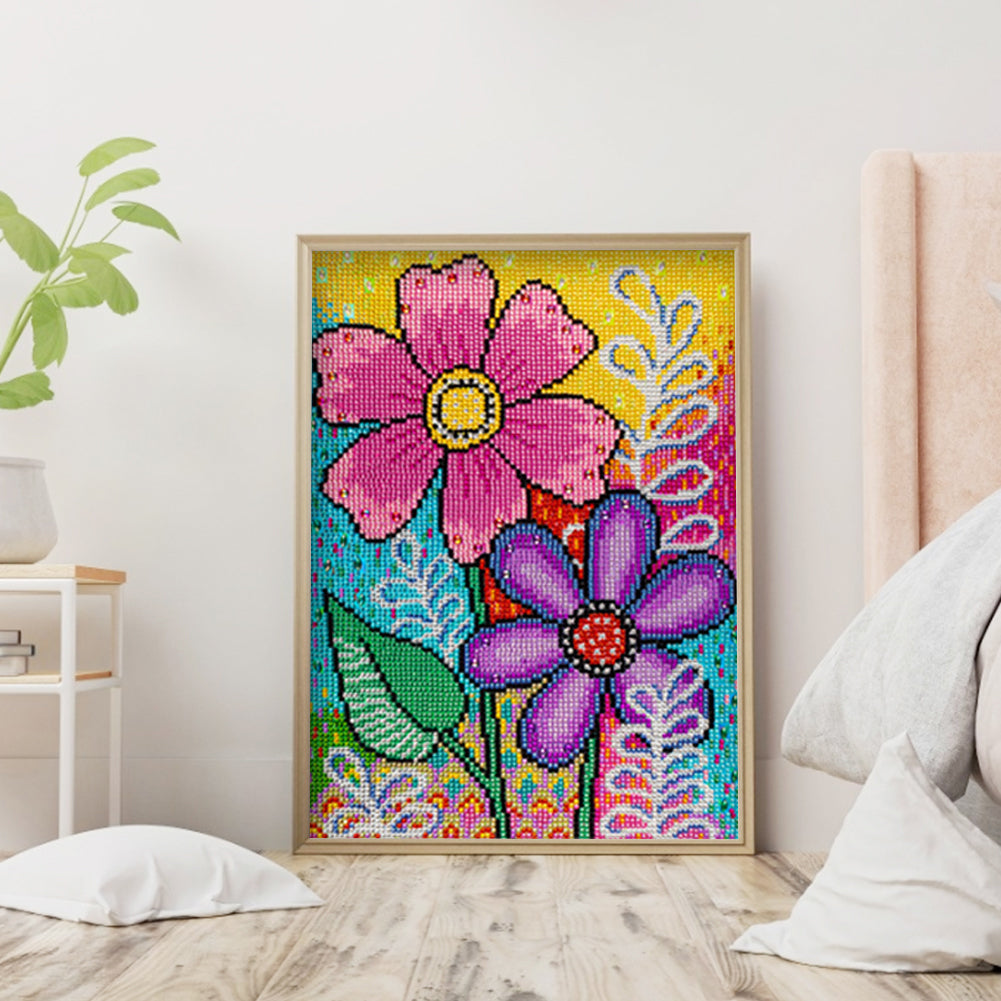 Colorful Flowers - Special Shaped Drill Diamond Painting 30*40CM