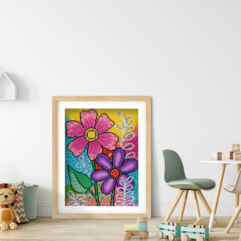 Colorful Flowers - Special Shaped Drill Diamond Painting 30*40CM