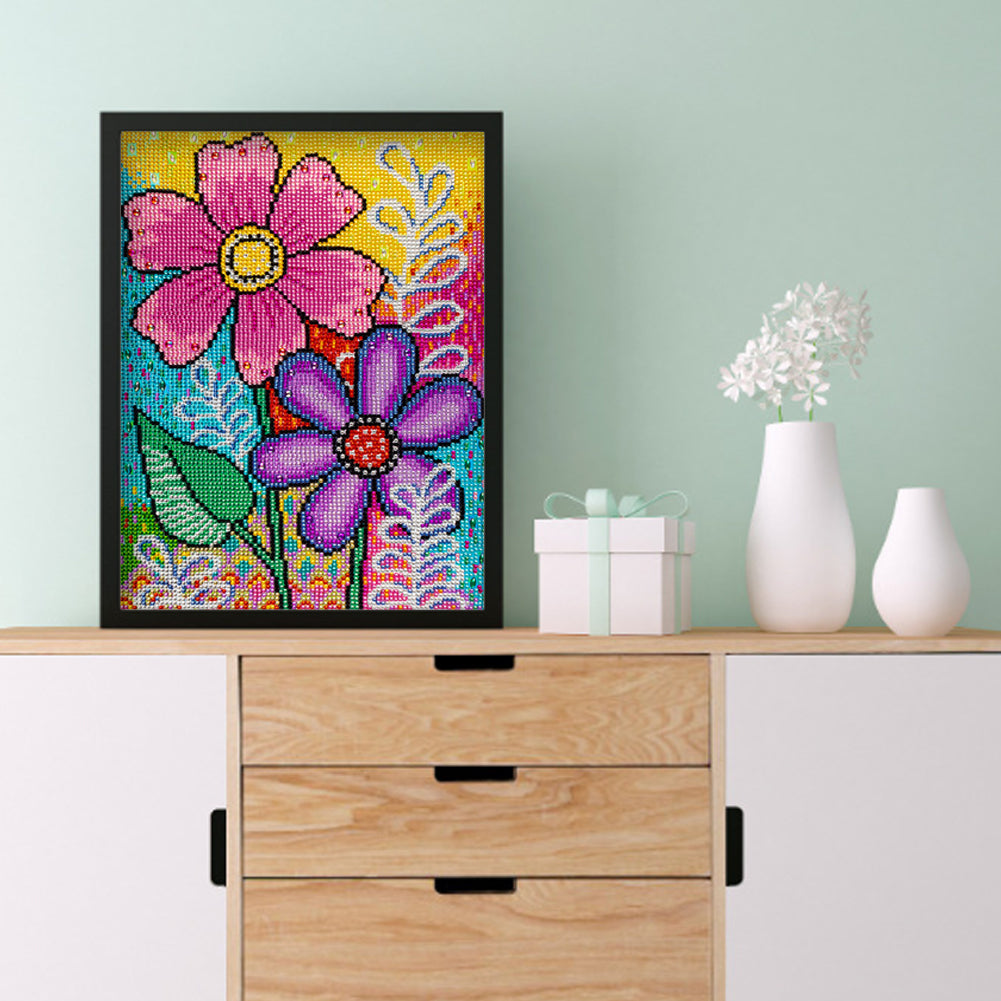 Colorful Flowers - Special Shaped Drill Diamond Painting 30*40CM