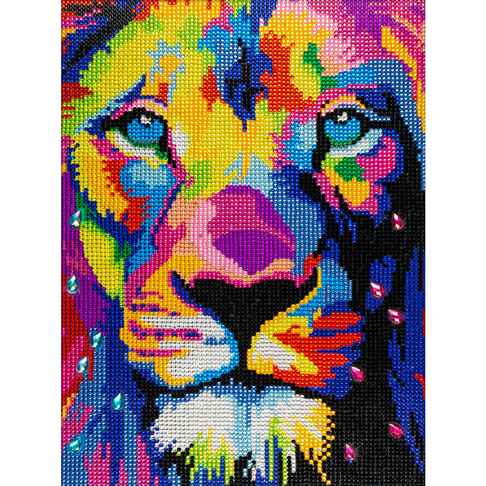 Colorful Lion - Special Shaped Drill Diamond Painting 30*40CM