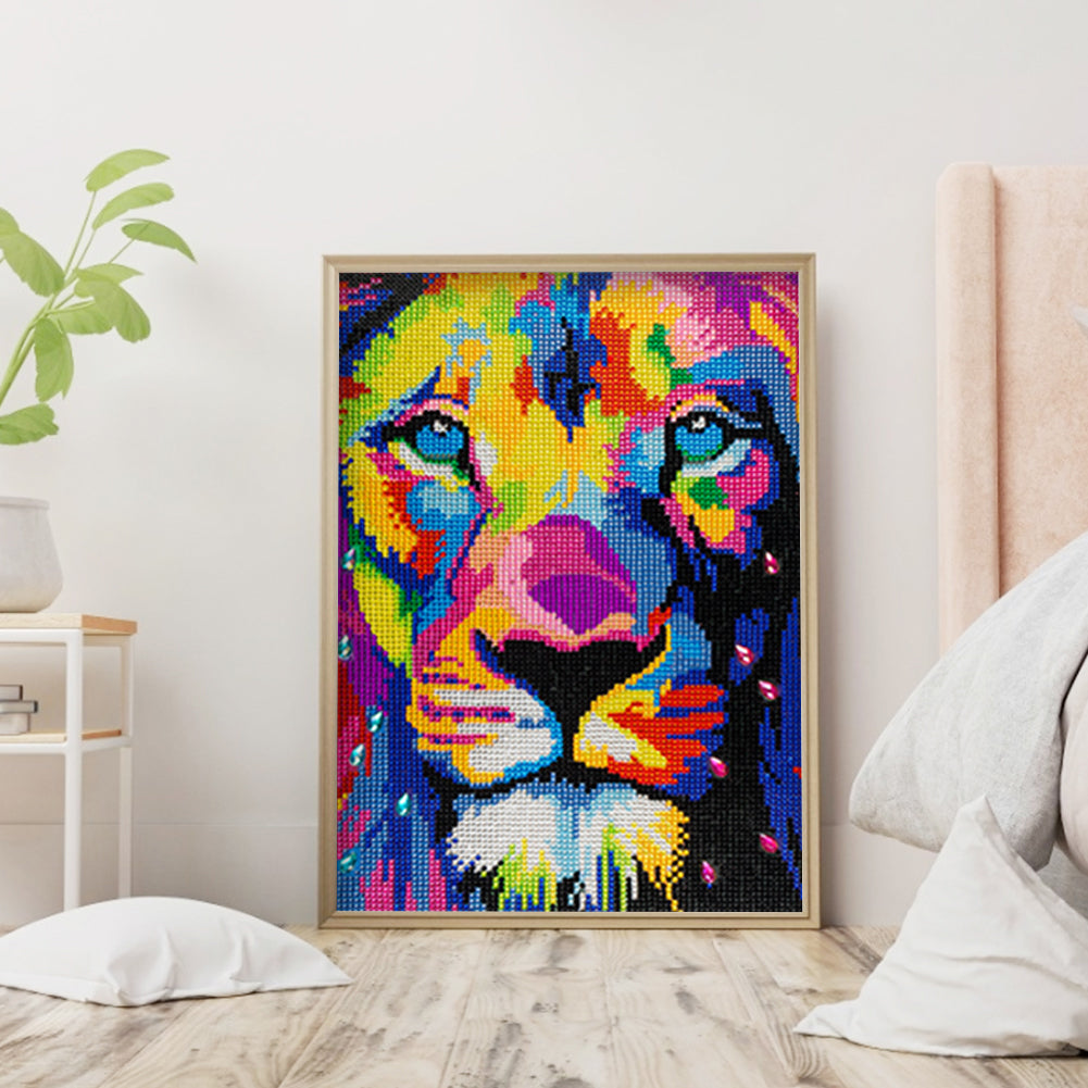 Colorful Lion - Special Shaped Drill Diamond Painting 30*40CM