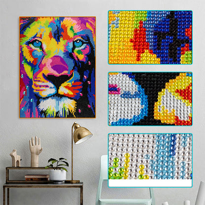 Colorful Lion - Special Shaped Drill Diamond Painting 30*40CM