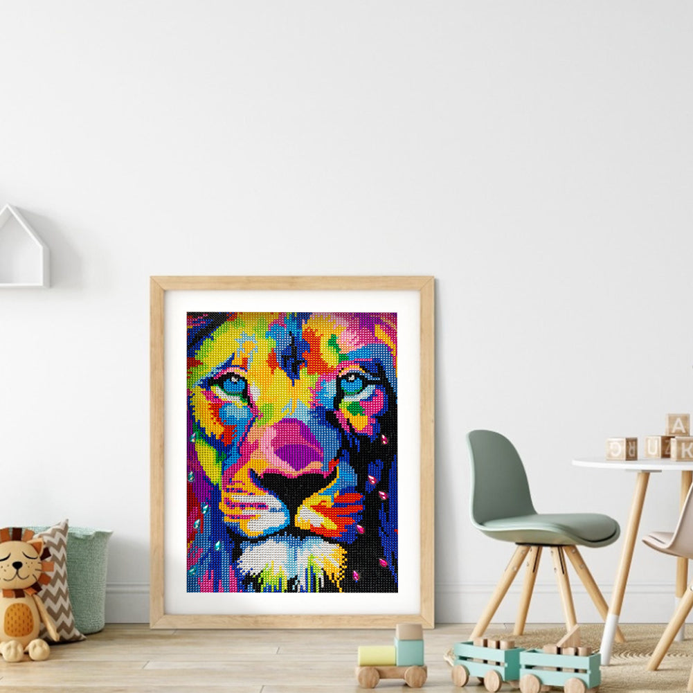 Colorful Lion - Special Shaped Drill Diamond Painting 30*40CM