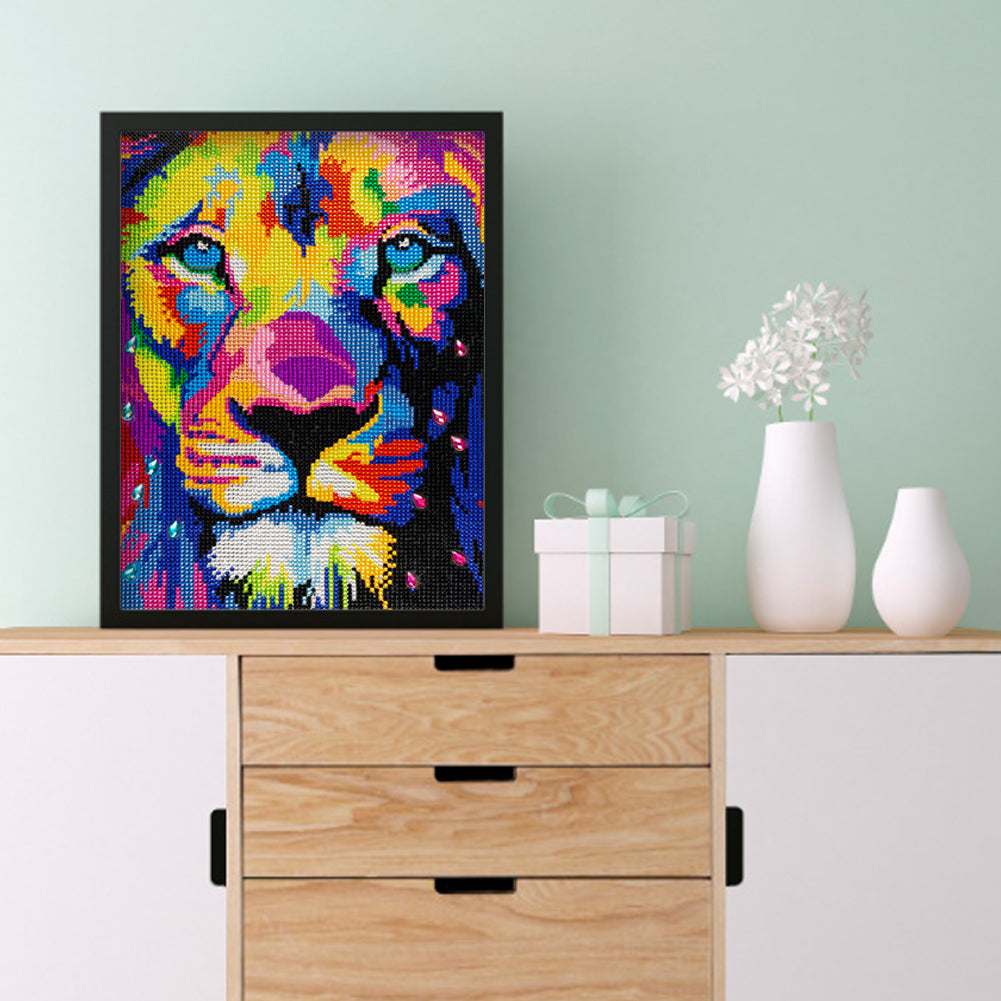 Colorful Lion - Special Shaped Drill Diamond Painting 30*40CM