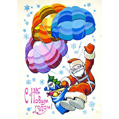 Parachute Santa - Full Round Drill Diamond Painting 30*40CM