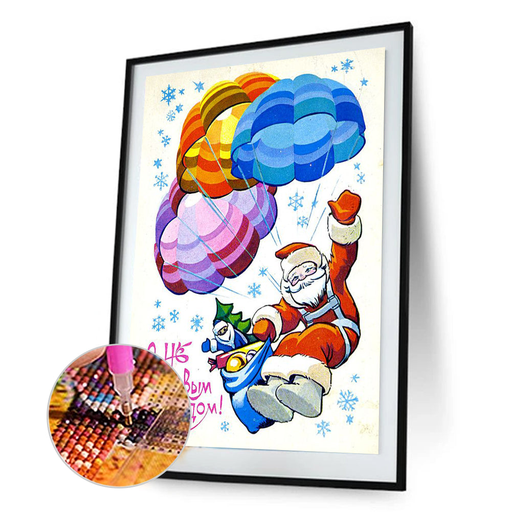 Parachute Santa - Full Round Drill Diamond Painting 30*40CM