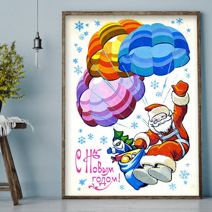 Parachute Santa - Full Round Drill Diamond Painting 30*40CM