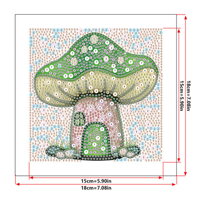 Mushroom House - Special Shaped Drill Diamond Painting 18*18CM