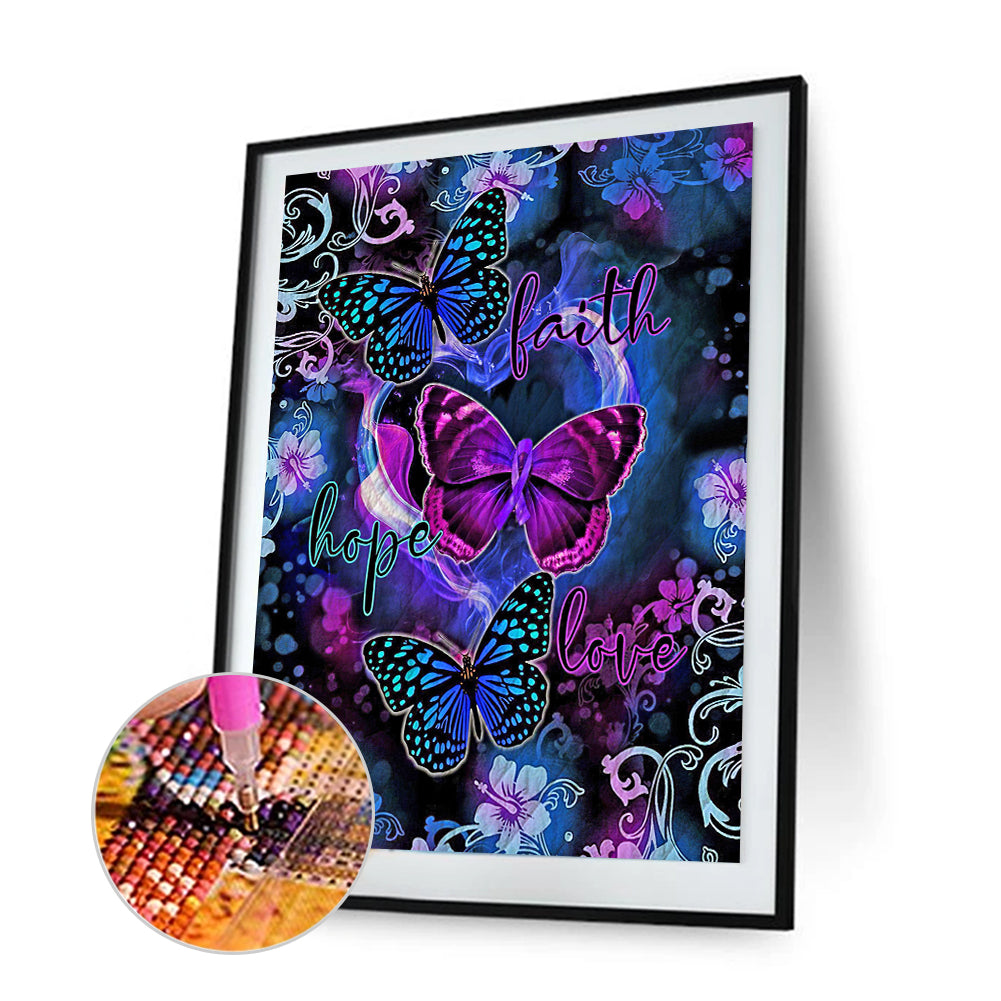 Purple Butterfly - Full Round Drill Diamond Painting 30*40CM