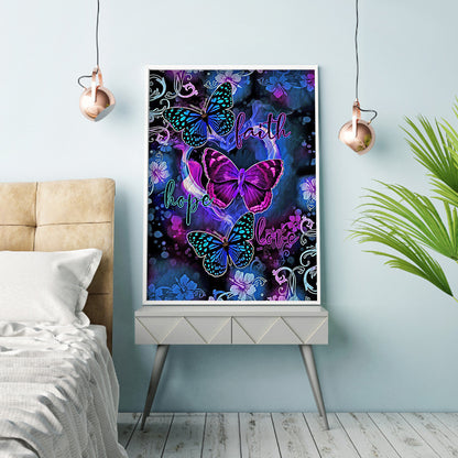 Purple Butterfly - Full Round Drill Diamond Painting 30*40CM