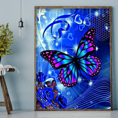 Purple Butterfly - Full Round Drill Diamond Painting 30*40CM