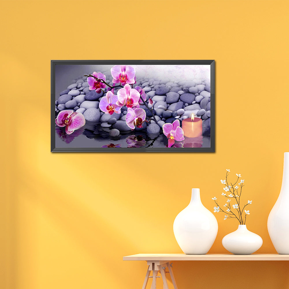 Pink Flowers - Full Round Drill Diamond Painting 60*30CM
