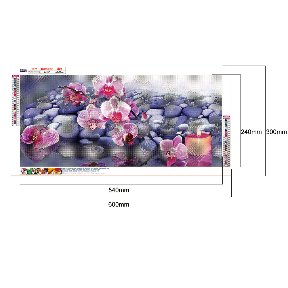 Pink Flowers - Full Round Drill Diamond Painting 60*30CM
