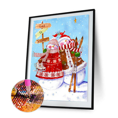 Snowman - Full Round Drill Diamond Painting 30*40CM