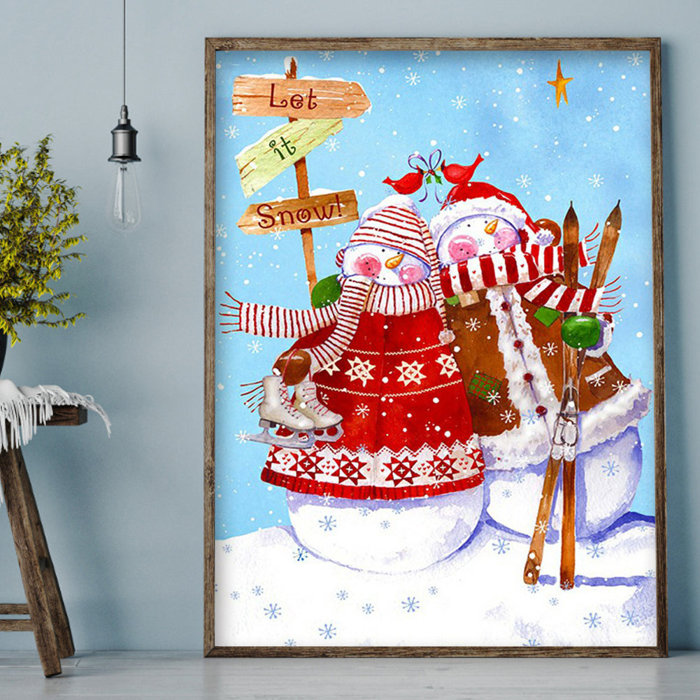 Snowman - Full Round Drill Diamond Painting 30*40CM