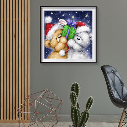 Christmas Bear - Full Round Drill Diamond Painting 30*30CM