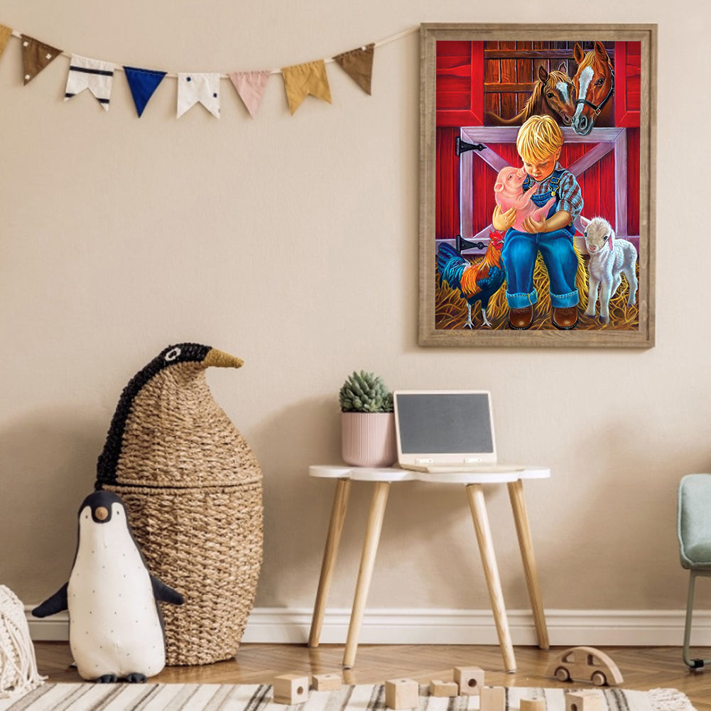 Farm Boy - Full Round Drill Diamond Painting 30*40CM