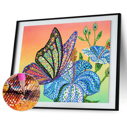 Flower Butterfly - Special Shaped Drill Diamond Painting 40*30CM