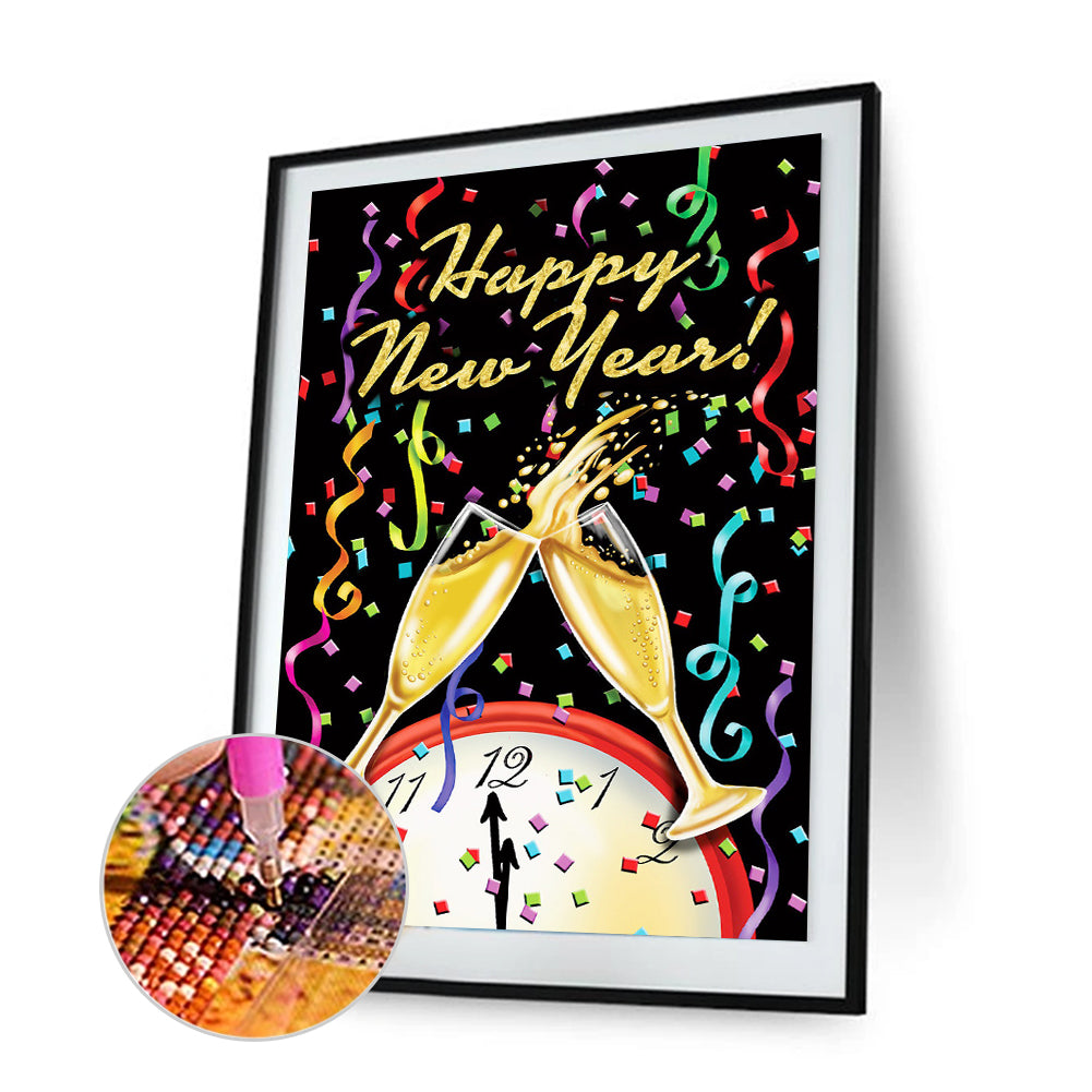 Happy New Year - Full Round Drill Diamond Painting 30*40CM