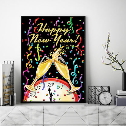 Happy New Year - Full Round Drill Diamond Painting 30*40CM