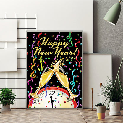 Happy New Year - Full Round Drill Diamond Painting 30*40CM