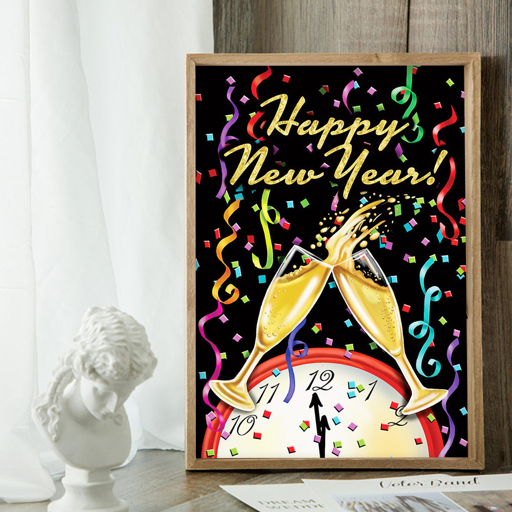 Happy New Year - Full Round Drill Diamond Painting 30*40CM