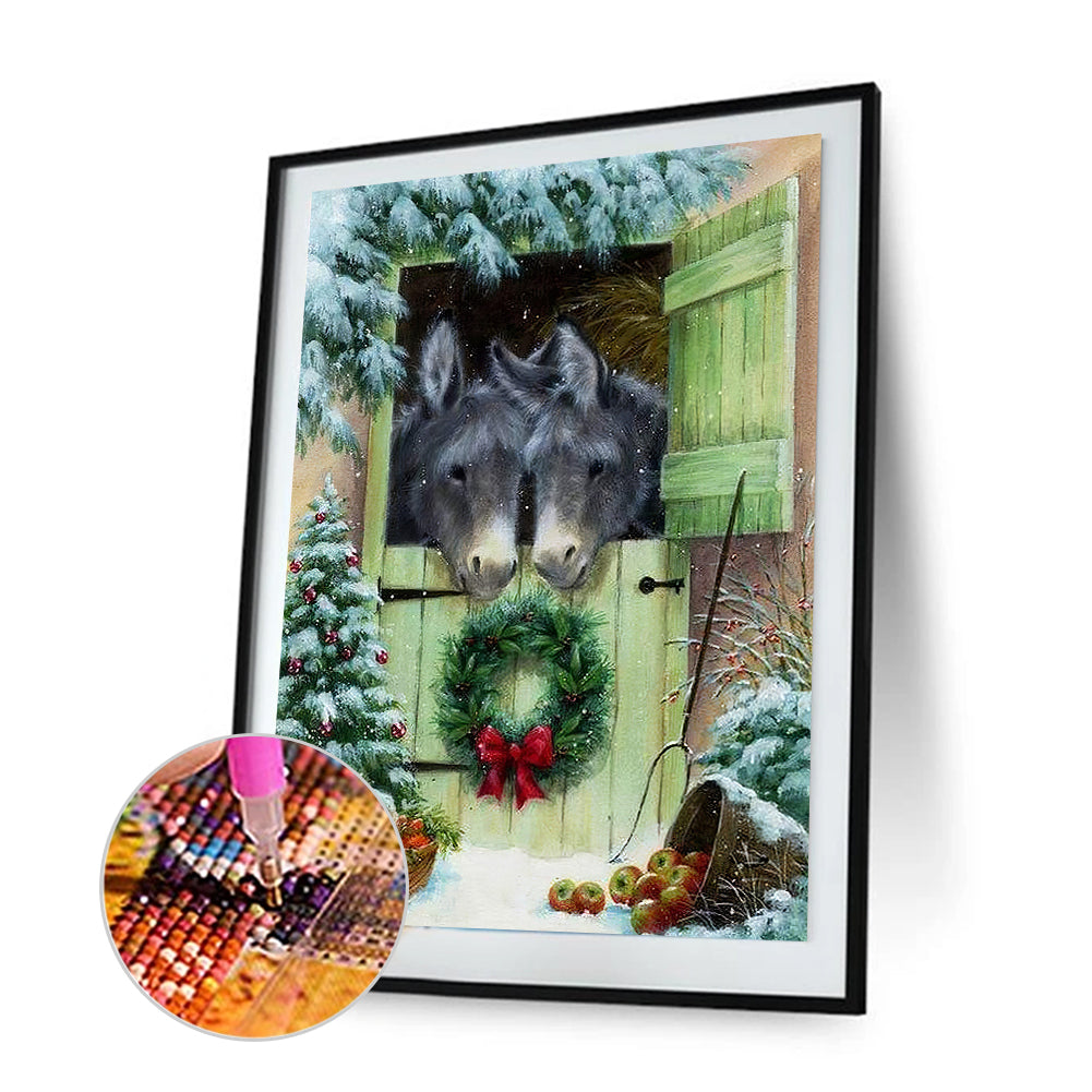 Christmas Horse - Full Round Drill Diamond Painting 30*40CM